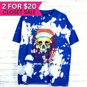 Metallica Vertigo Skull Blue Tie Dye Band T Shirt Unisex Licensed Merch Large